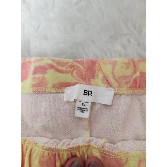 BP Womens Jogger Pants Yellow Pink High Rise Elastic Waist Running Plus 1X - Picture 6 of 7